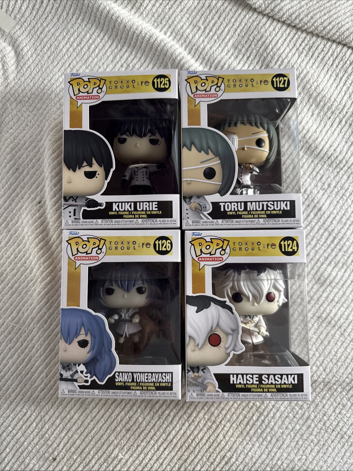 Funko Pop Tokyo Ghoul Re Bundle Set Haise Kuki Saiko Toru #1124 1125 1126 1127