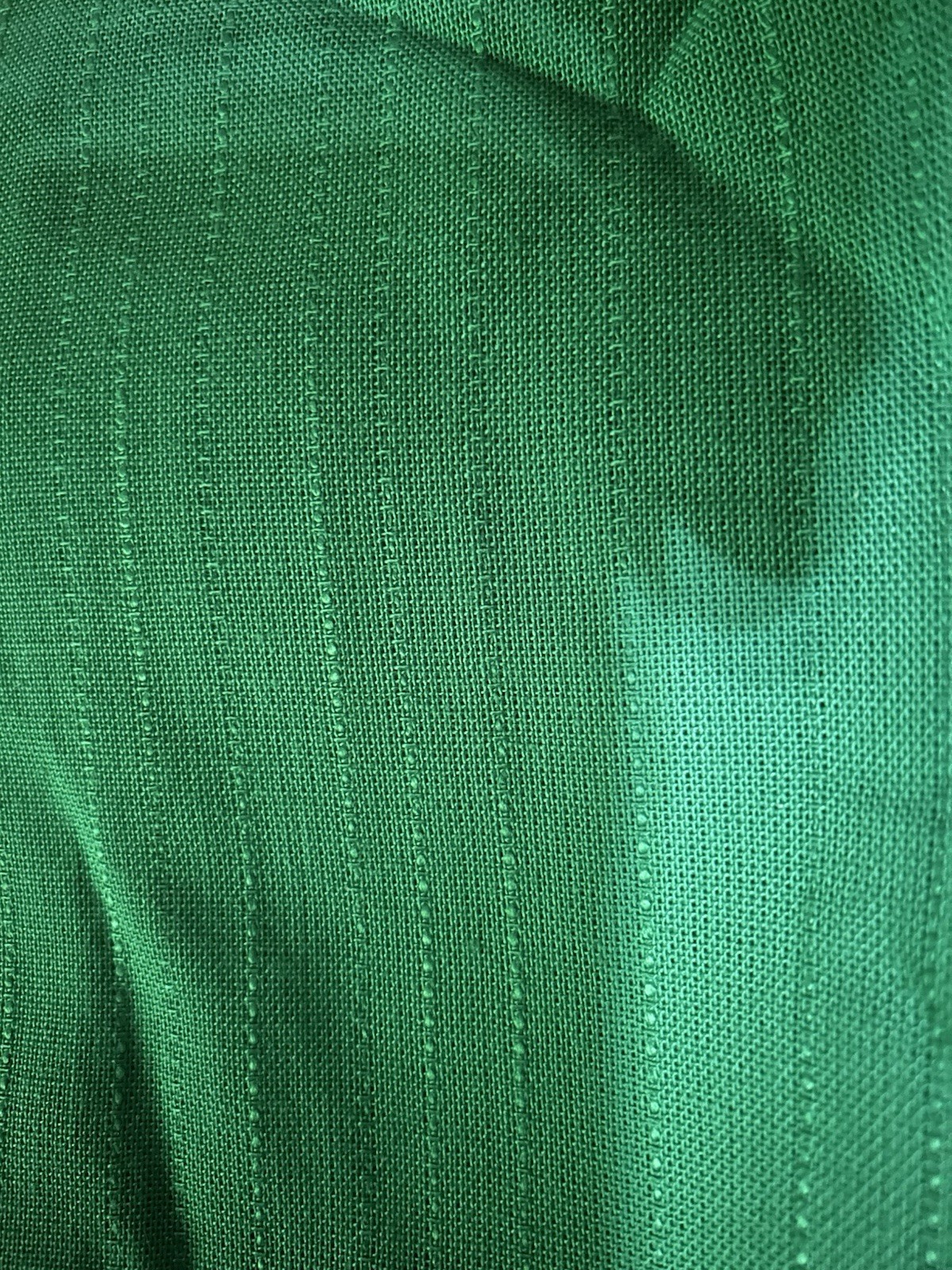 60” W 3.70 Yards Of Gorgeous Kelly Green Tone On Tone Striped Weaved VNTG Fabric