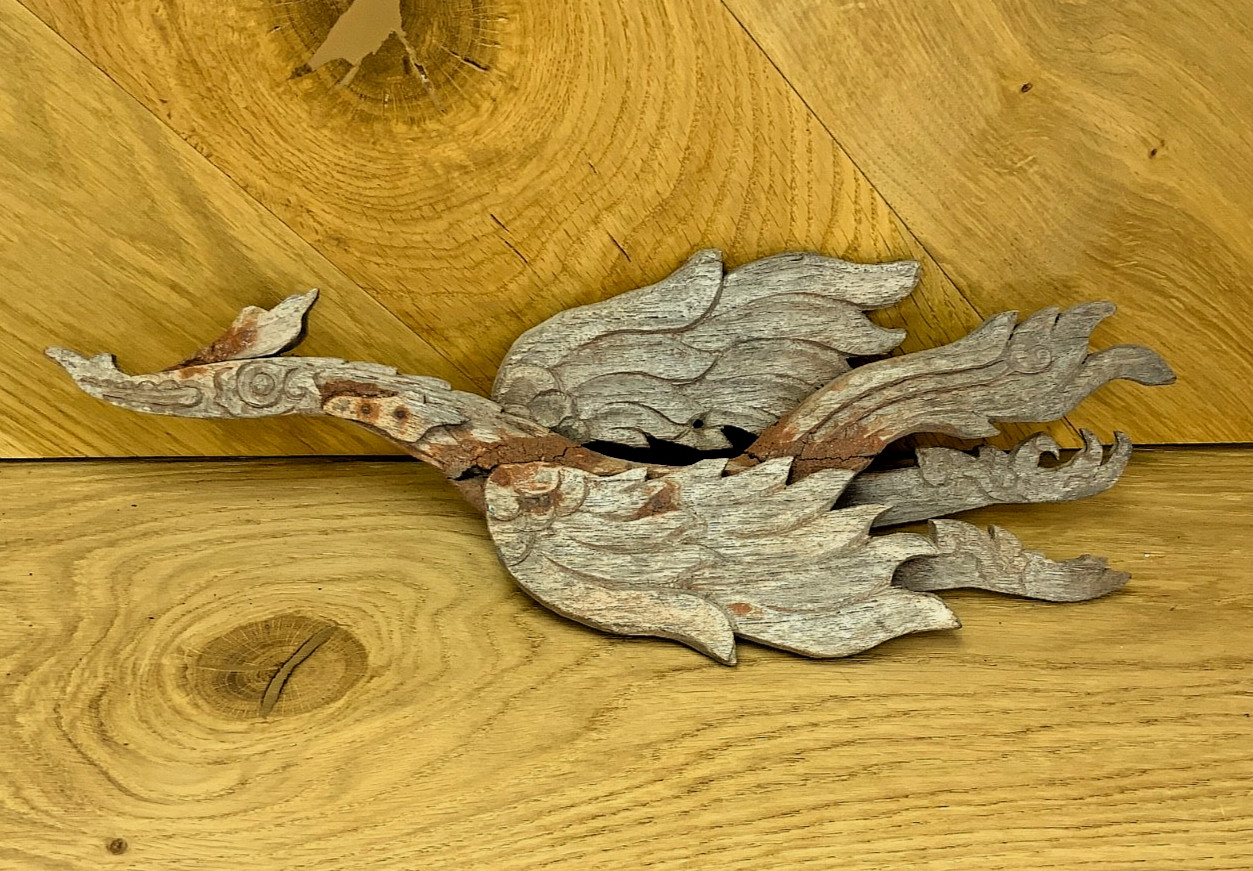 Indonesian Hintha Bird Hand Carved Wood Celestial Swan Garuda Sculpture 14 Inch