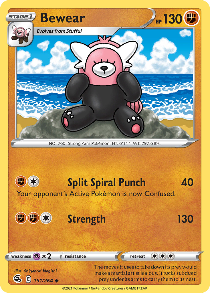 🔥 BEWEAR 151/264 FUSION STRIKE UNCOMMON POKEMON NM/M NEGISHI 🔥