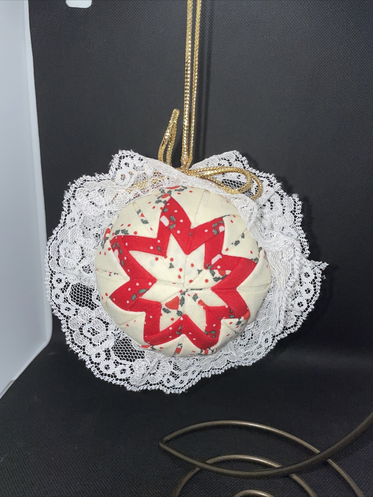 Vintage Quilted Fabric Star Hand-Crafted ~ Country Chistmas Ornament 3”