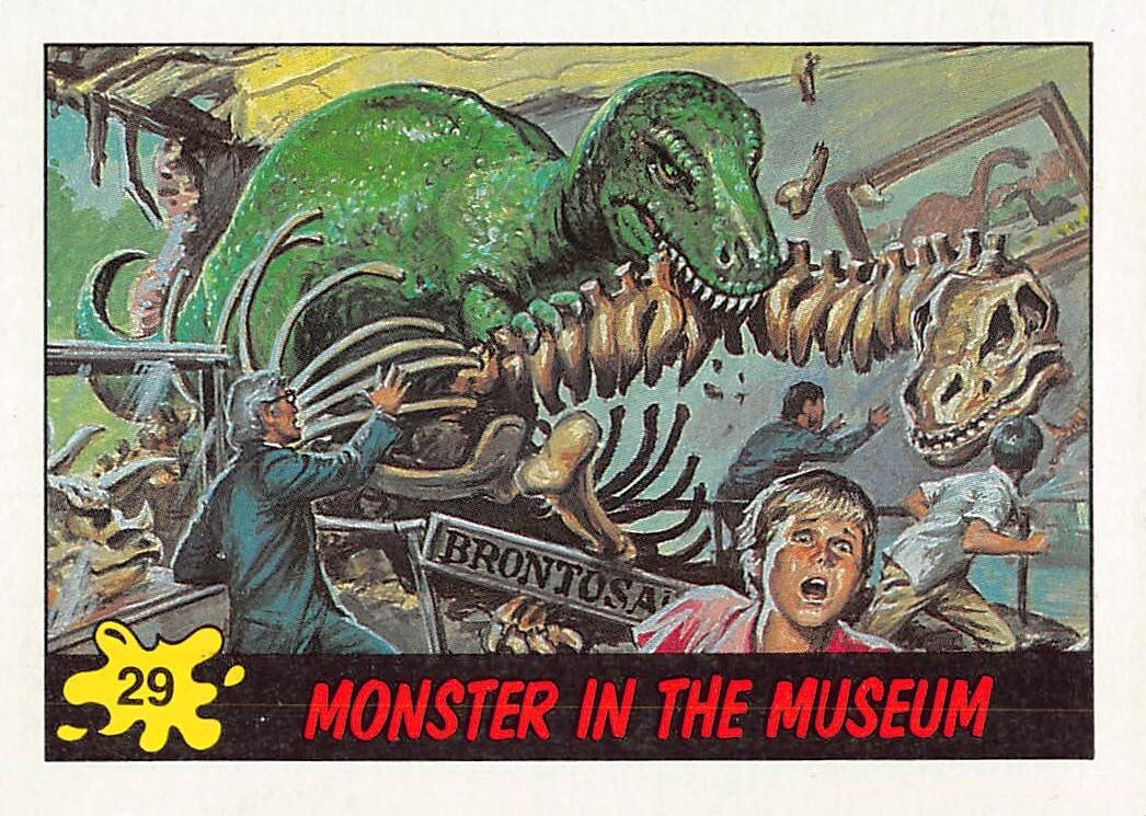 1988 Topps Dinosaurs Attack Trading Card #29 MONSTER IN THE MUSEUM