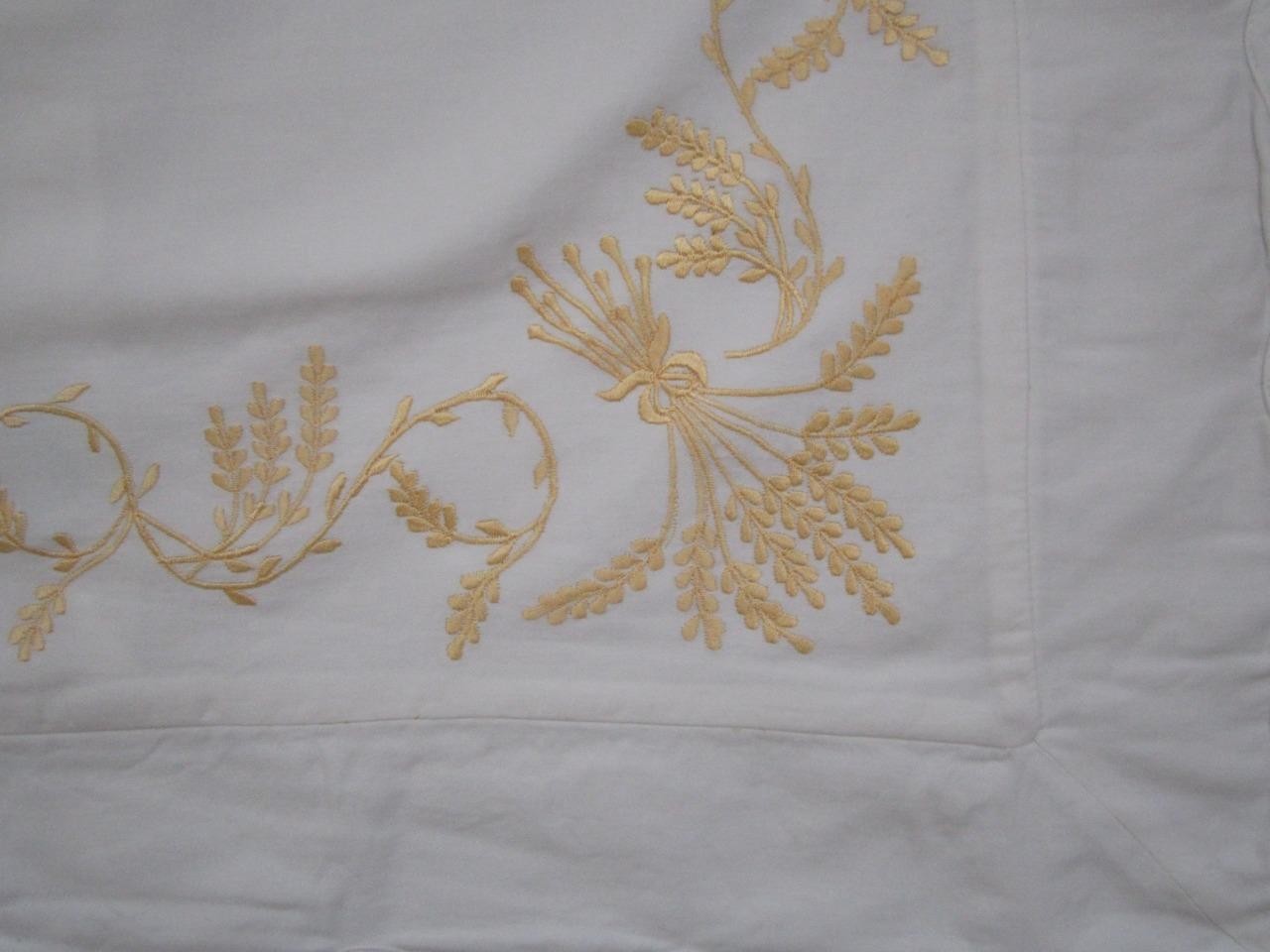 NOS SOURCE PERRIER Collection Cotton Sateen Wheat Embroidered Standard Sham