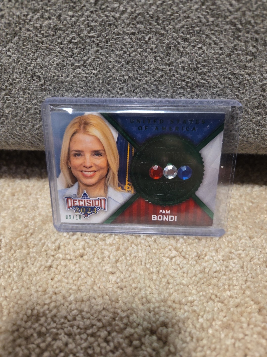 Pam Bondi Decision 2024/25 Update Political Gems #U9 Green 9/10 Y3