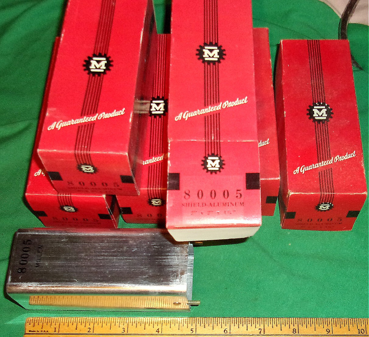 (6) James Millen Aluminum Shield 2 X 2 X 4 7/8 Inch NOS w/cartons