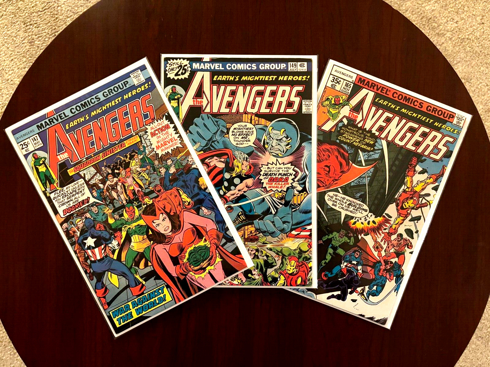 (Lot of 3 Comics) Avengers #147 #149 #165 (Marvel 1976) Mark Jewelers Jack Kirby