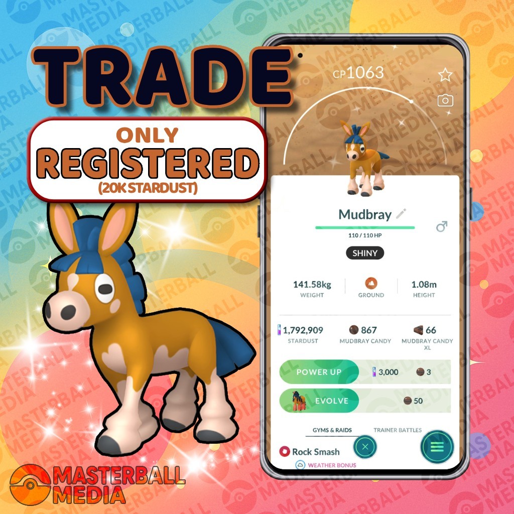 SHINY MUDBRAY – Pokémon GO – Registered Trade Only