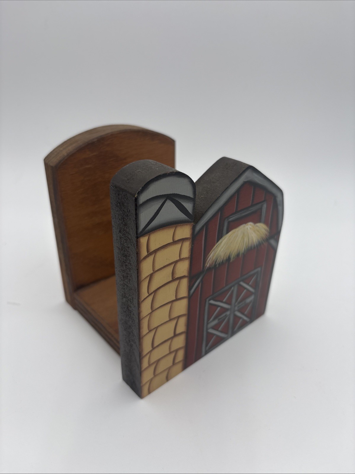 Vintage Handmade Wooden Napkin Holder Barn Farmhouse Cottage Core Country