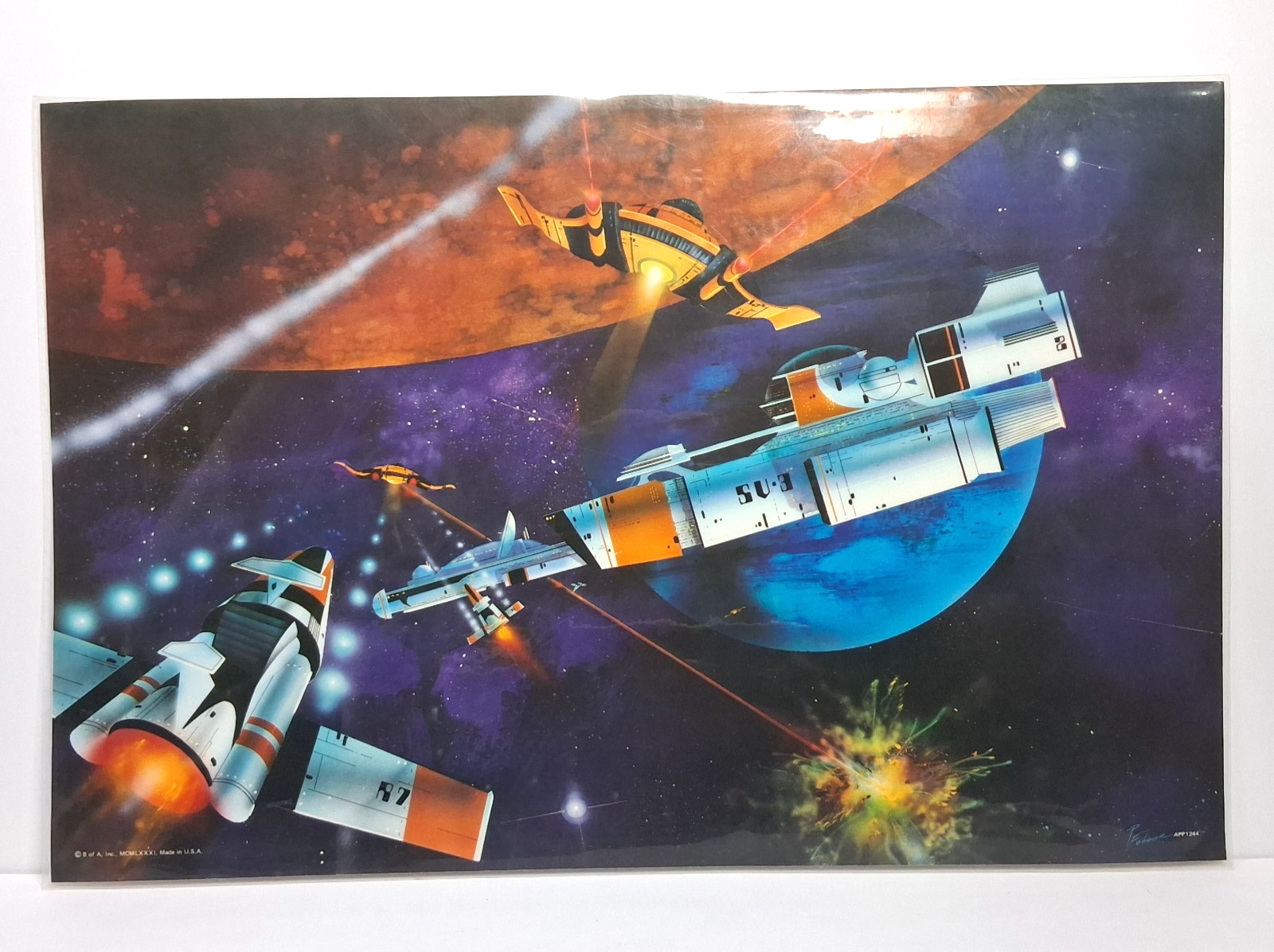 RARE 1981 Robert Fobear Sci-Fi Lithograph Print Poster Lot Retro Space Vintage
