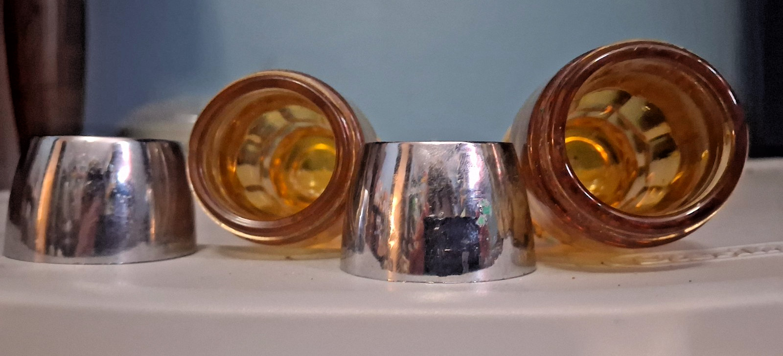 Vintage Anchor Hocking Georgian Amber Glass Salt & Pepper Shakers 4” Tall