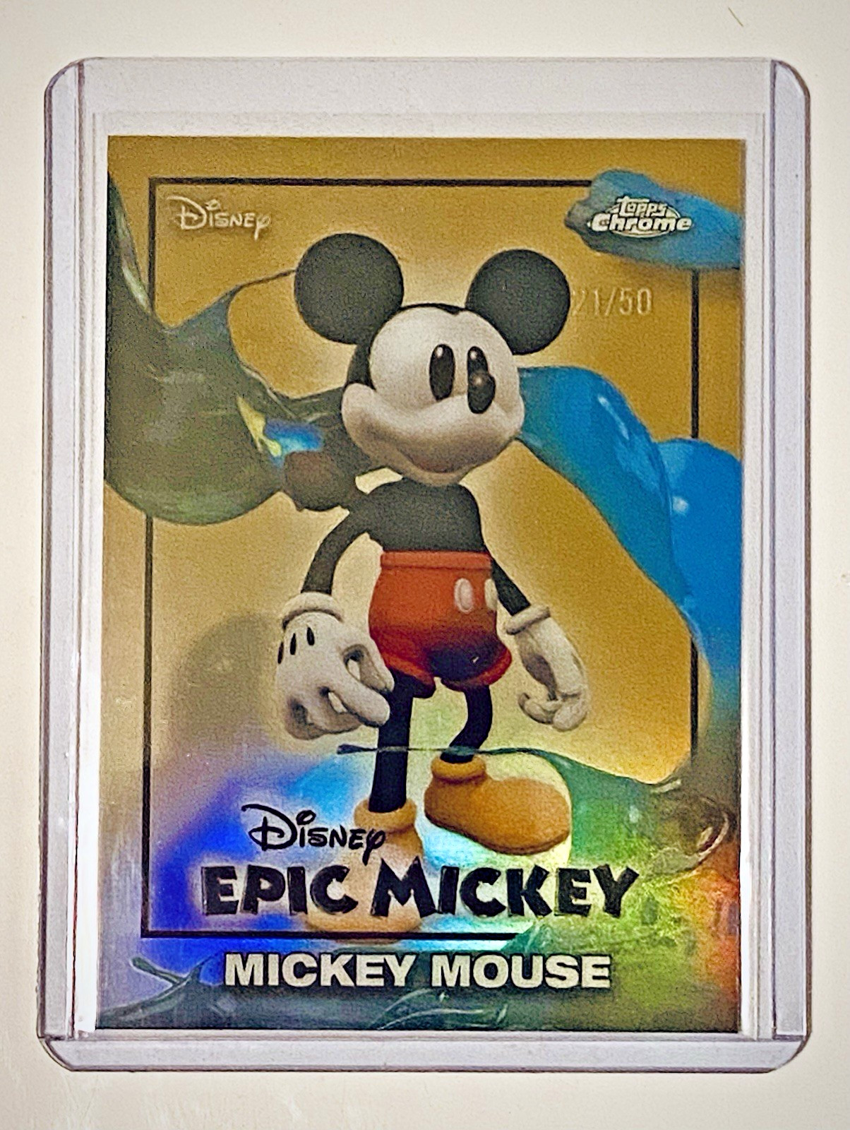 2026 Topps Disney Neon Disney Epic Mickey Mickey Mouse #EM-20 Gold Parallel /50
