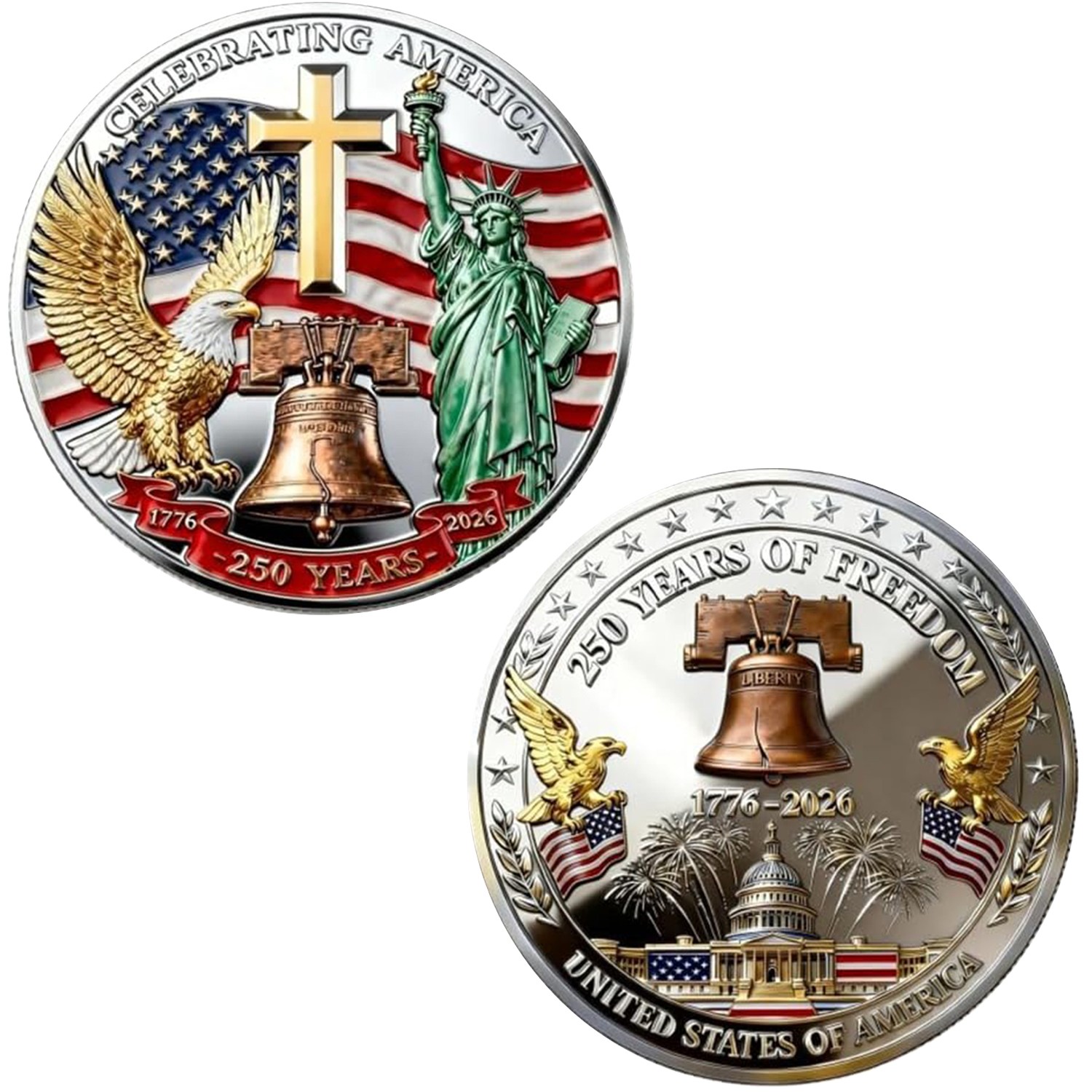 US Veteran 250th Anniversary Commemorative Coin 250 Years of Freedom Collectible
