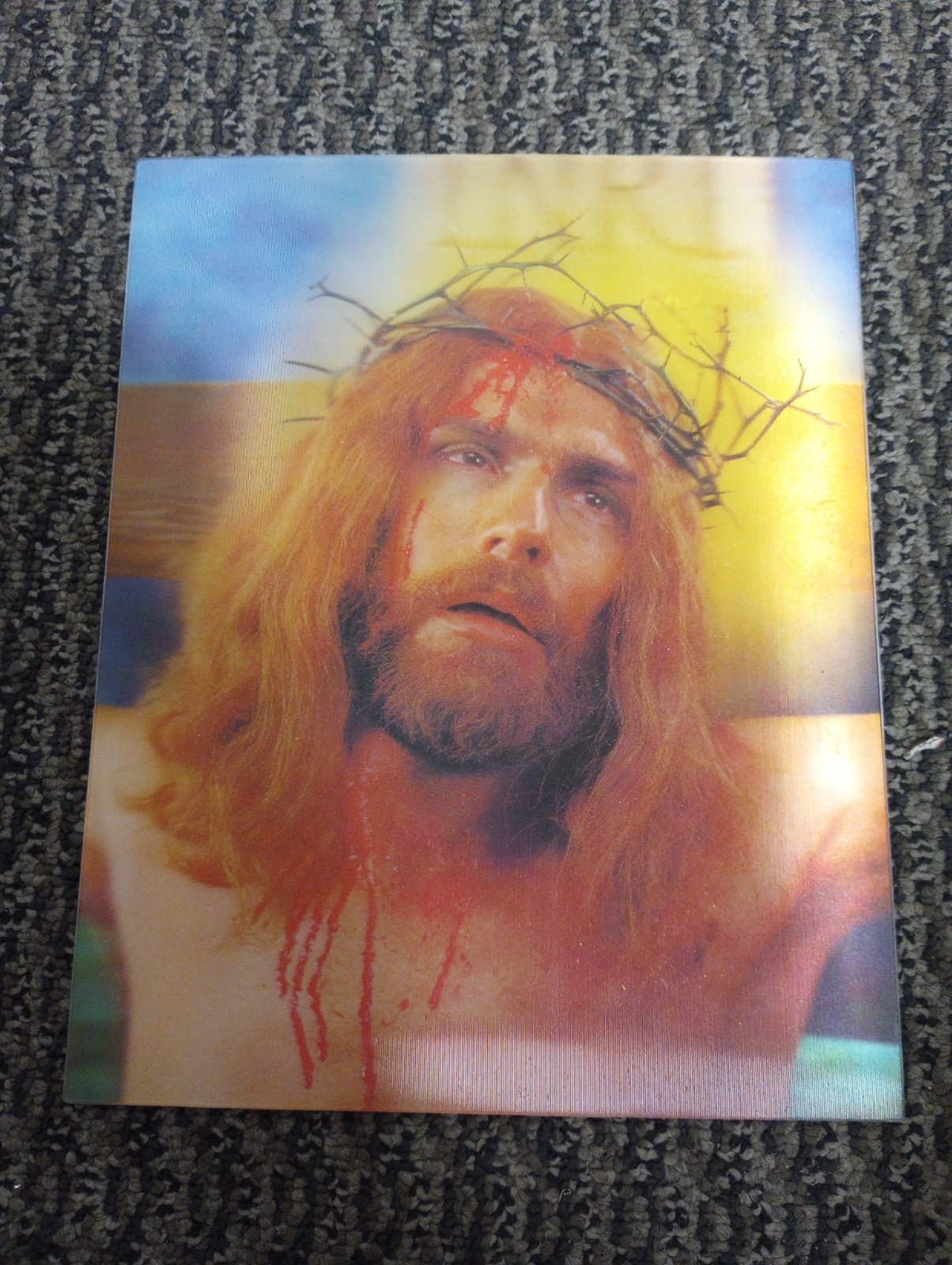1972 RARE Vintge Lenticular Amazing 8×10 Photo | SEE JESUS EYES BLINK IN VIDEO!