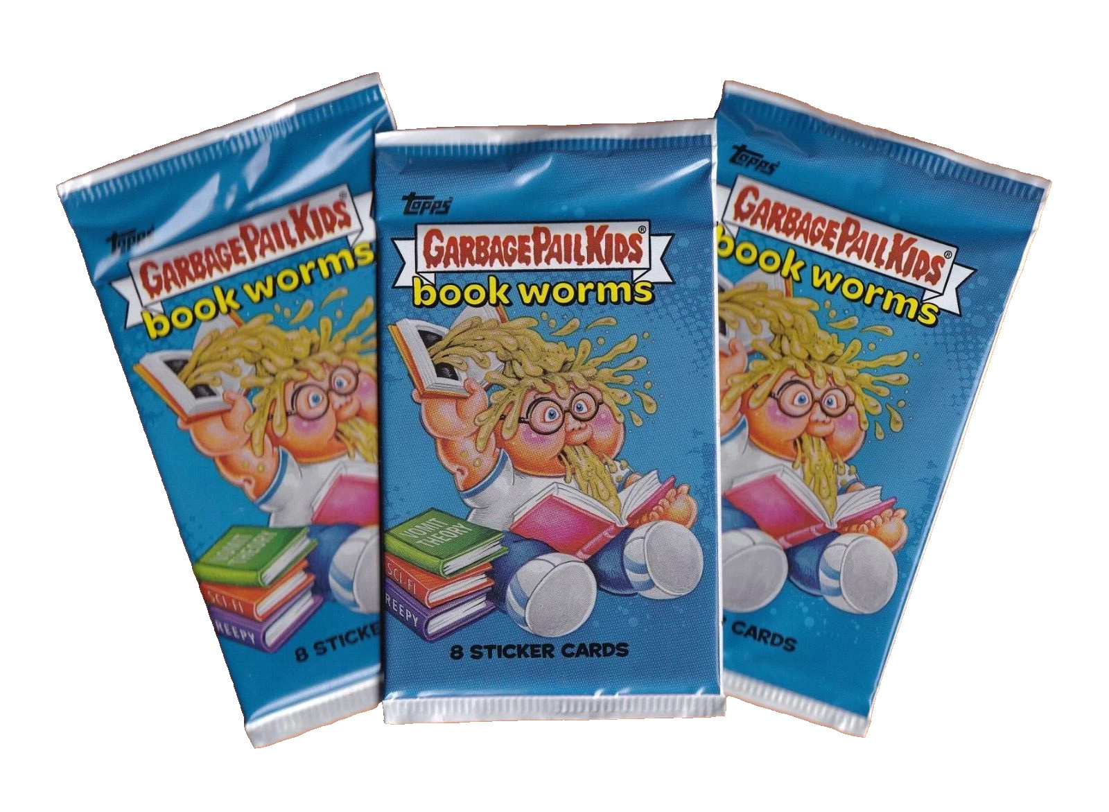 RARE – 2022 TOPPS GPK GARBAGE PAIL KIDS – BOOK WORMS – 3 SEALED PACKS