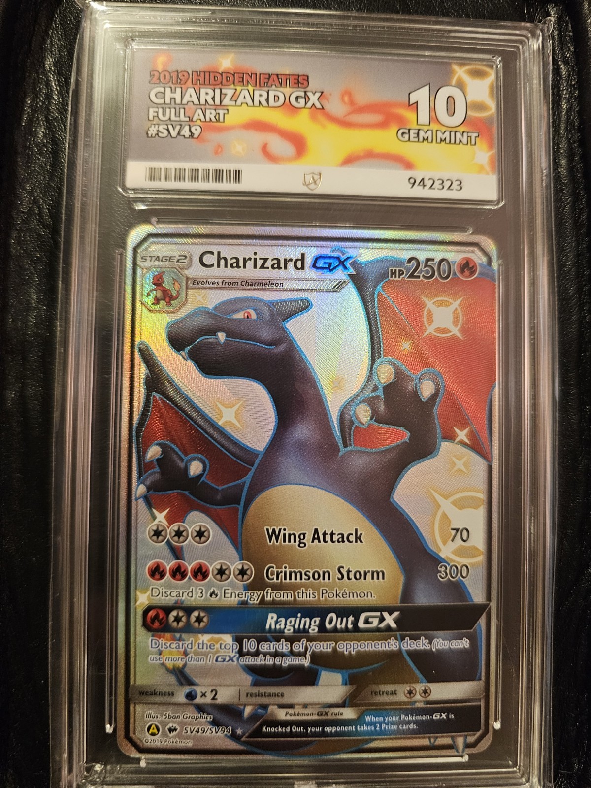 Charizard GX SV49/SV94 Hidden Fates Shiny Full Art ACE 10 Pokemon Card