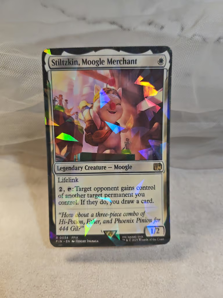 Stiltzkin, Moogle Merchant Sticker, Credit Card Skin Decal, Anime Holographic