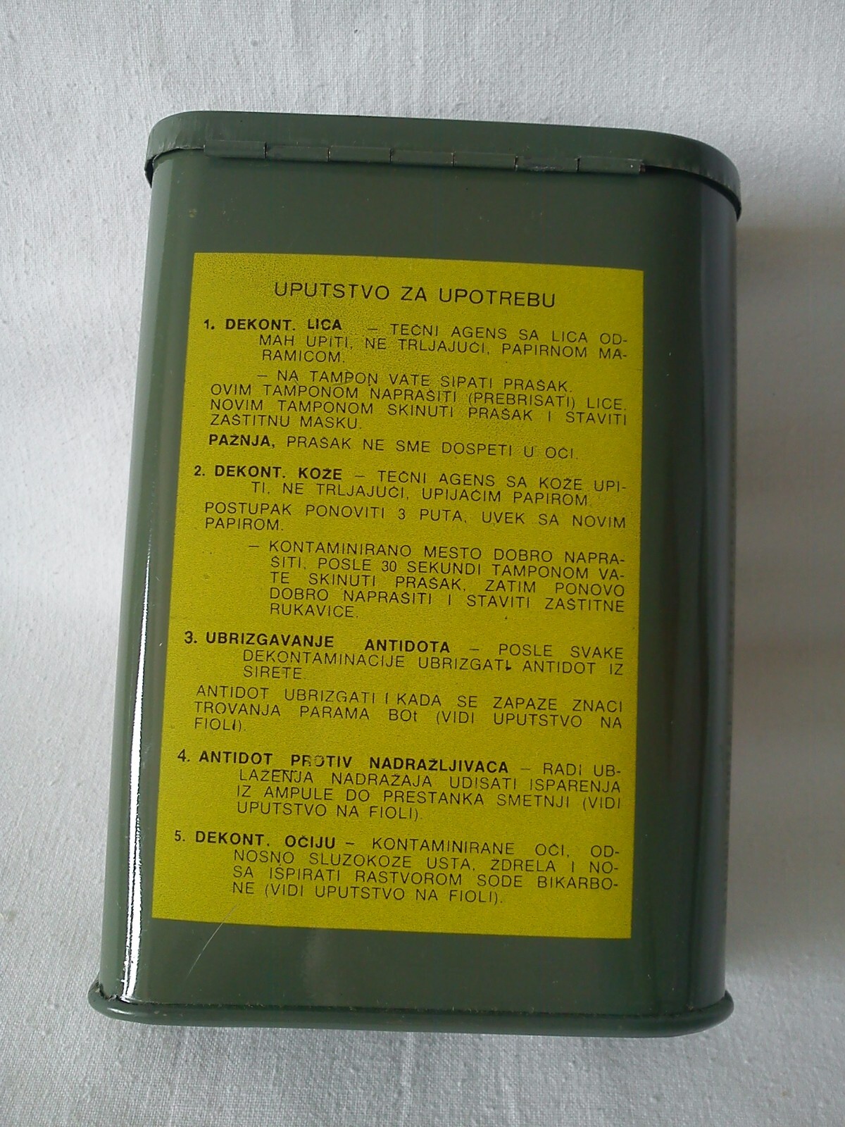 JNA DECONTAMINATION SET, LPD MODEL 2, FIRST AID KIT, YUGOSLAVIA, MILITARY, NEW