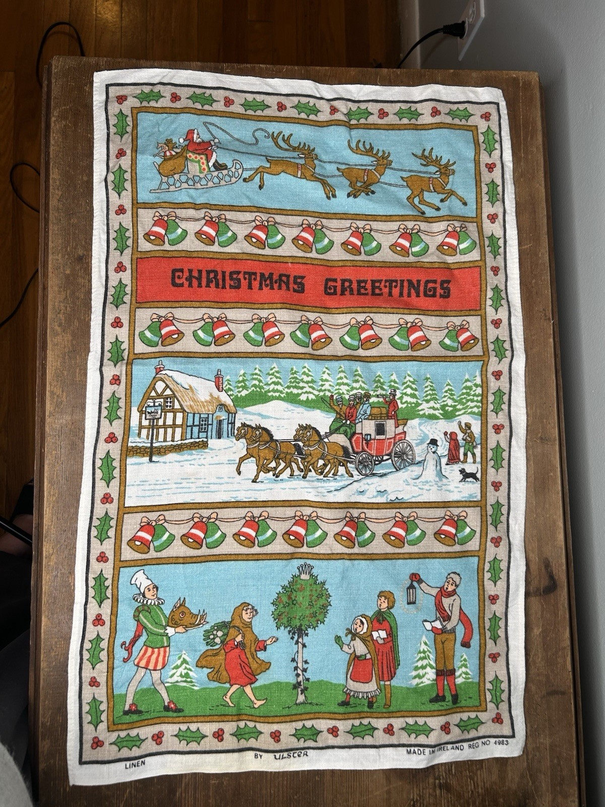 Ulster Christmas Linen – Made In Ireland – 28”x18” Christmas Greetings
