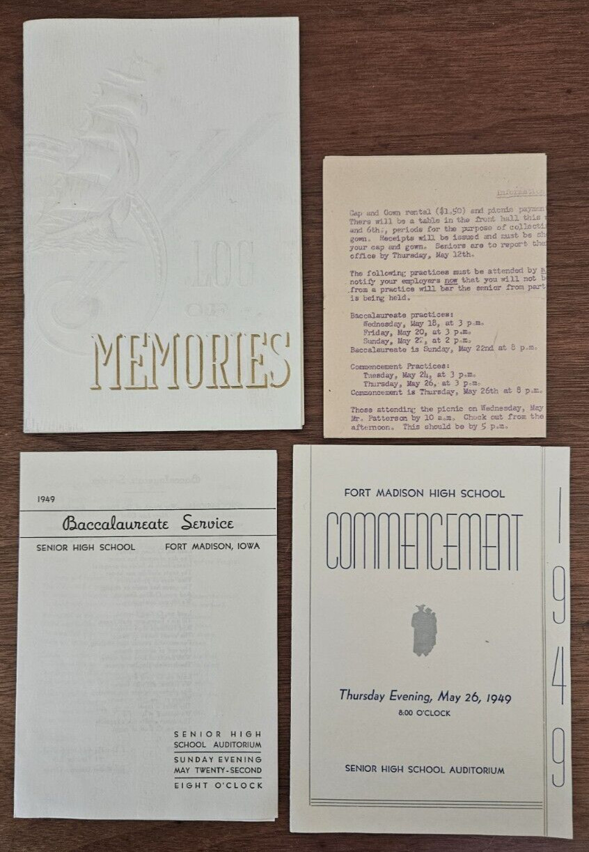 1949 Fort Madison, IA High School Graduation Baccalaureate programs, Memory book