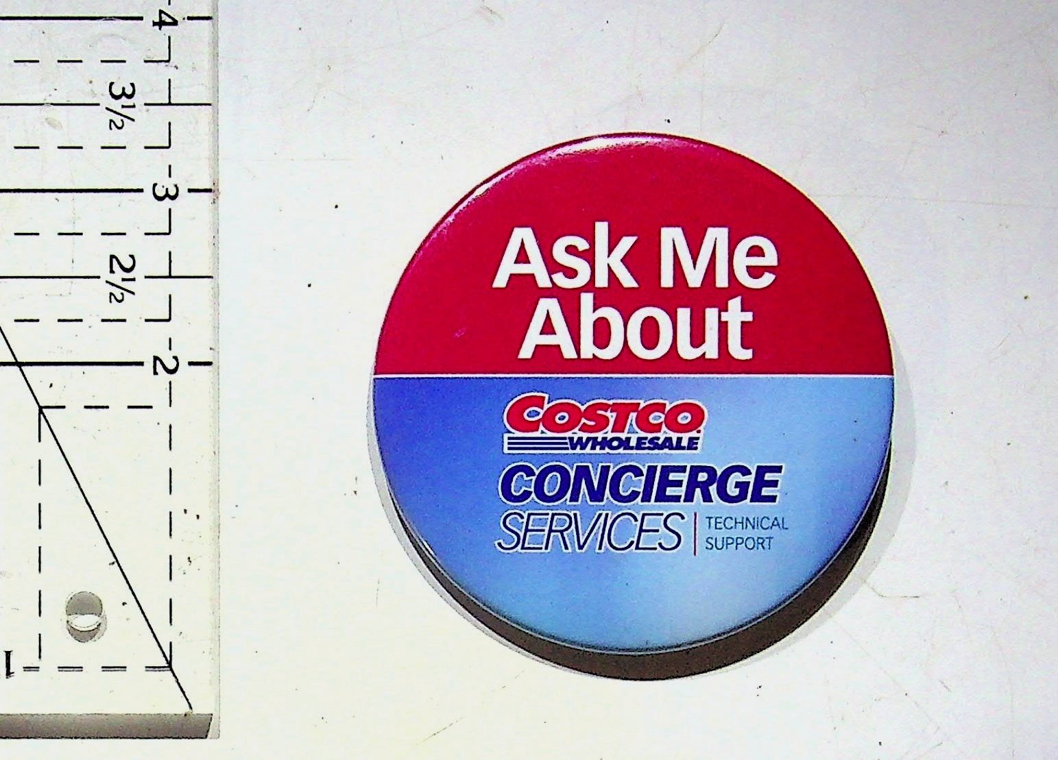 Costco Vintage Advertisement Button Pin Concierge Services Ask Me About