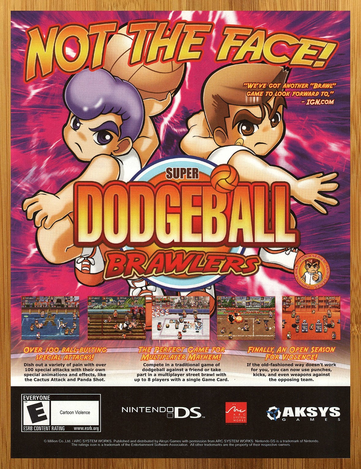 2008 Super Dodgeball Brawlers Nintendo DS Print Ad/Poster Video Game Promo Art