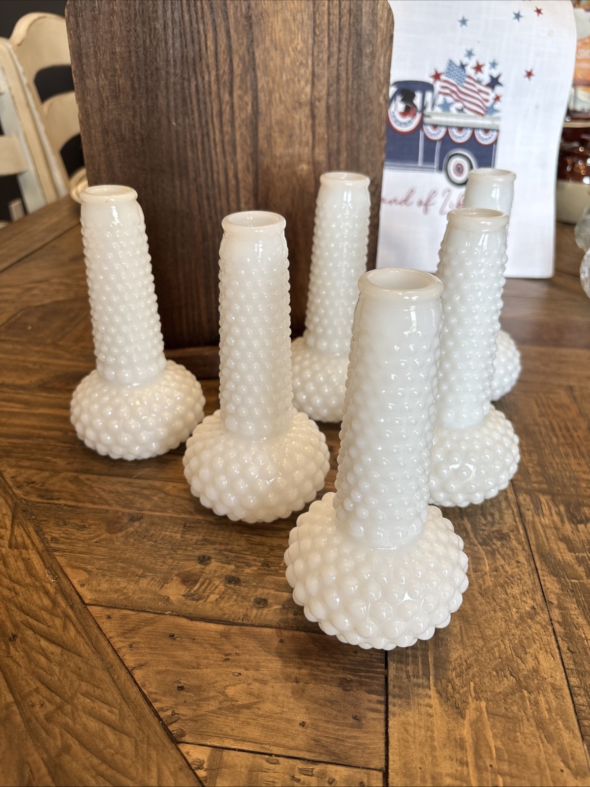 6 Vintage Milk Glass Bud Vases-4-EO Brody-2 Unmarked