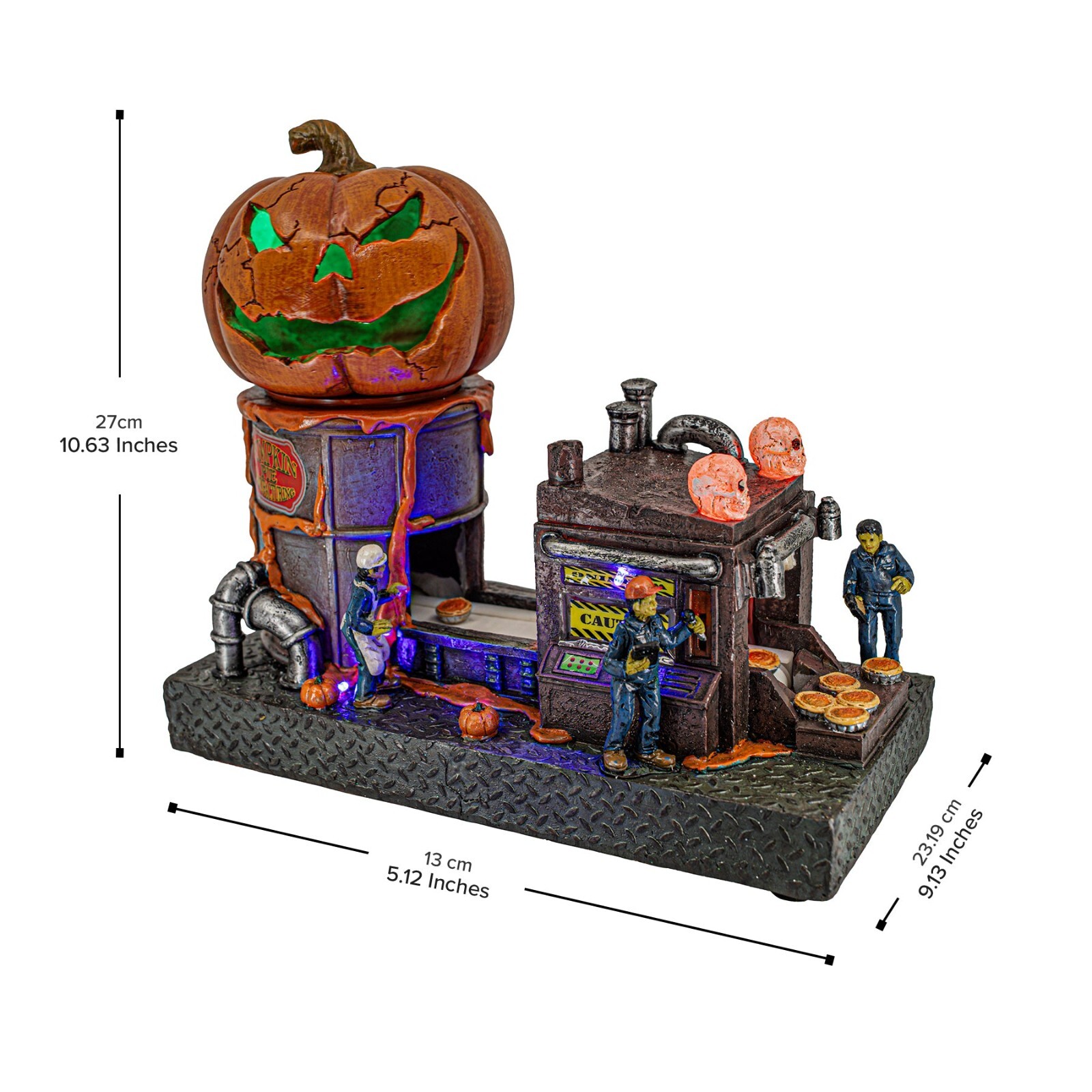FG Square Pumpkin Pie Manufacturing Spooky Halloween Village Decor 11x 6×10″