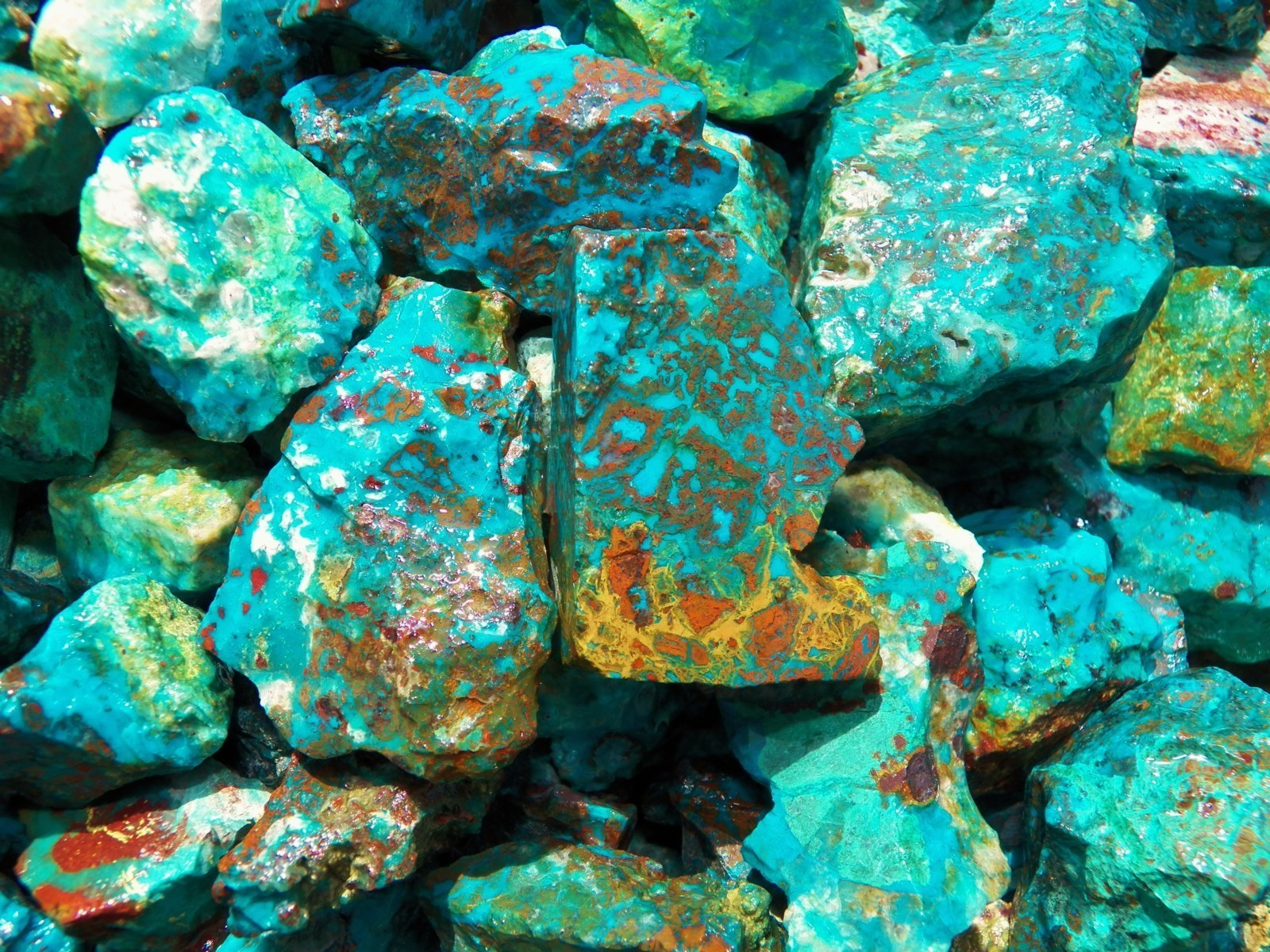 1000 Carat Lots of Chrysocolla & Turquoise Rough – Plus a FREE Faceted Gemstone