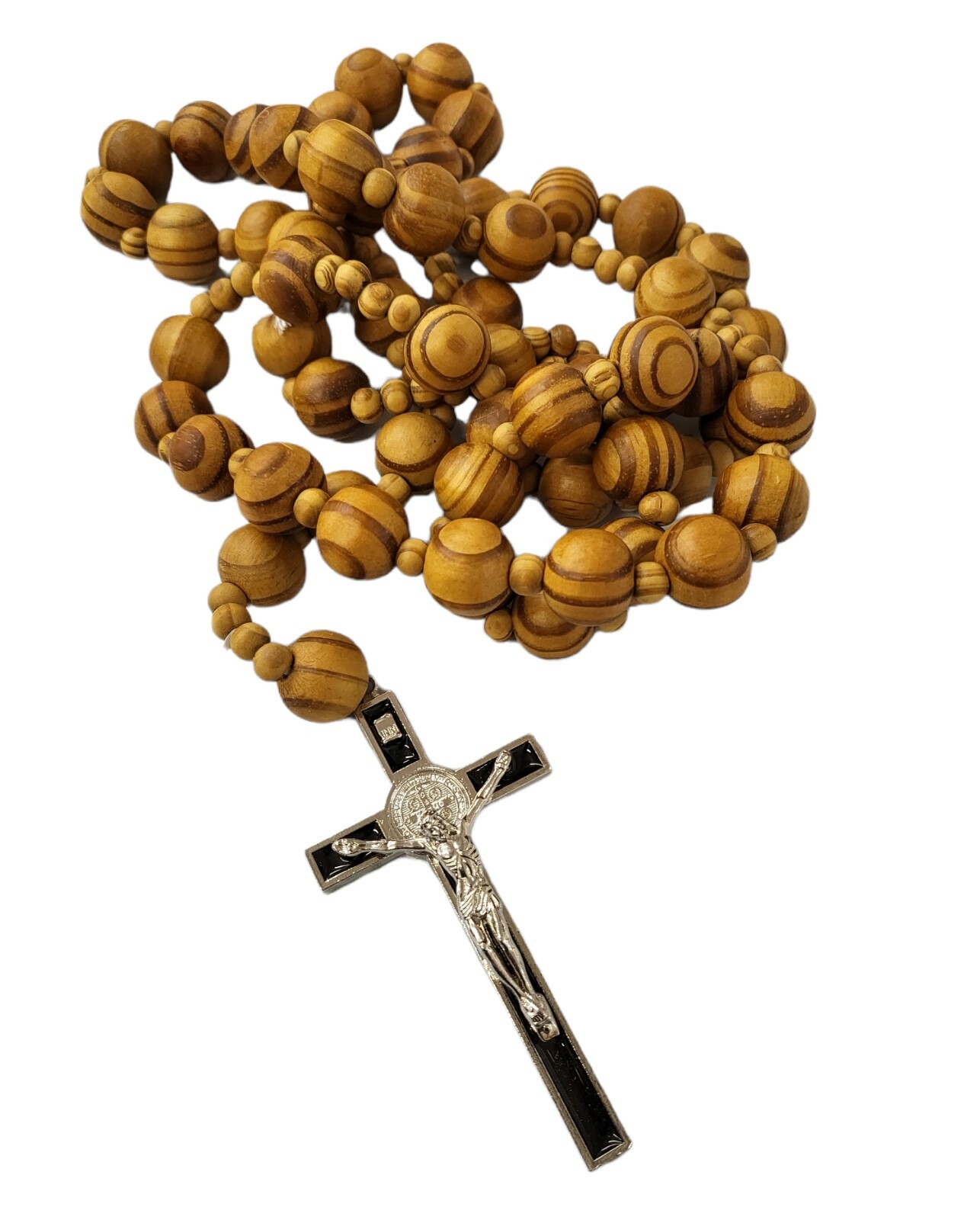 Giant Big Beads Rosario de Madera Wood Chain Jesus Cross XL Large 37″ Rosary