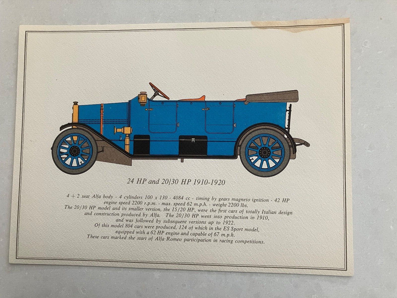 ALFA ROMEO -RACING CARS COLOUR ILLUSTRATIONS x 14-1901/1950