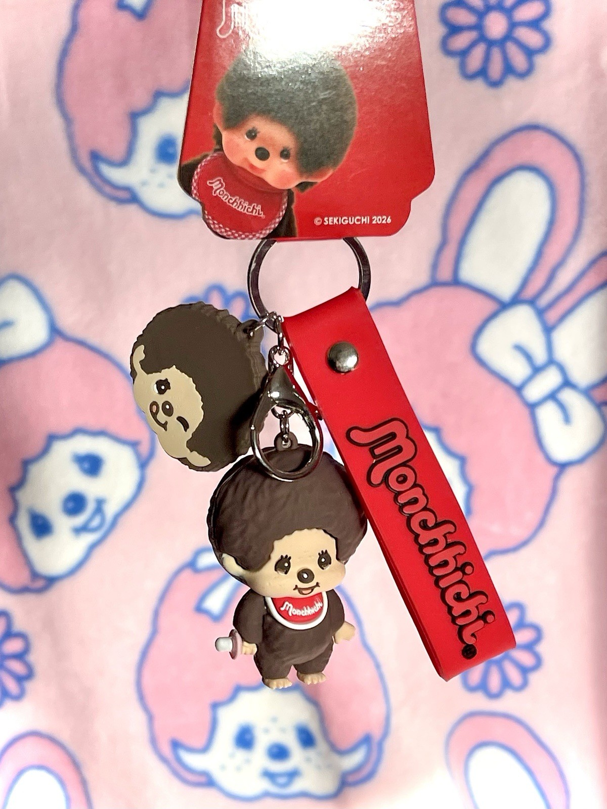 Monchhichi Multi-charm 3D Character + Face Classic Boy Keychain wristlet NEW!