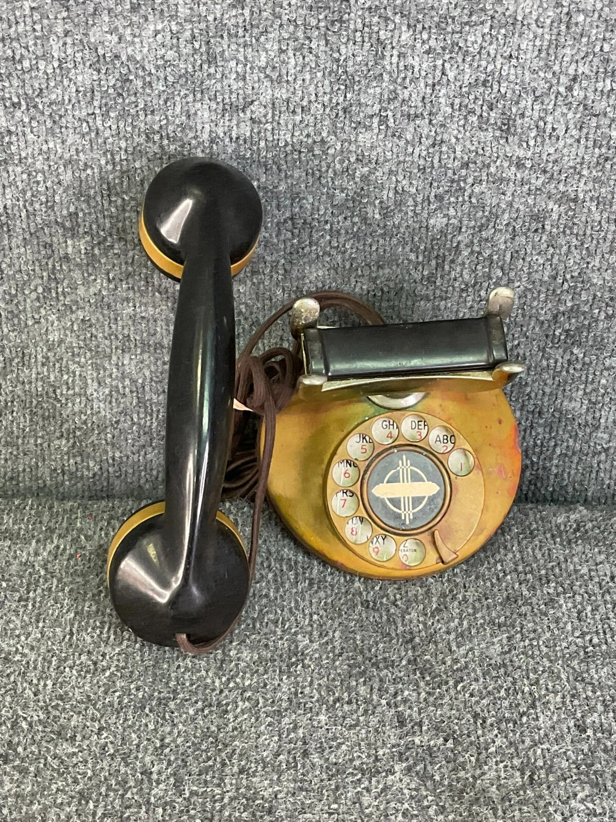 Antique Automatic Electric 1A Brass Dial Telephone Base Vintage Antique