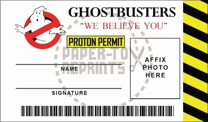 GHOSTBUSTERS IDENTIFICATION CARD – VINTAGE REPRINT