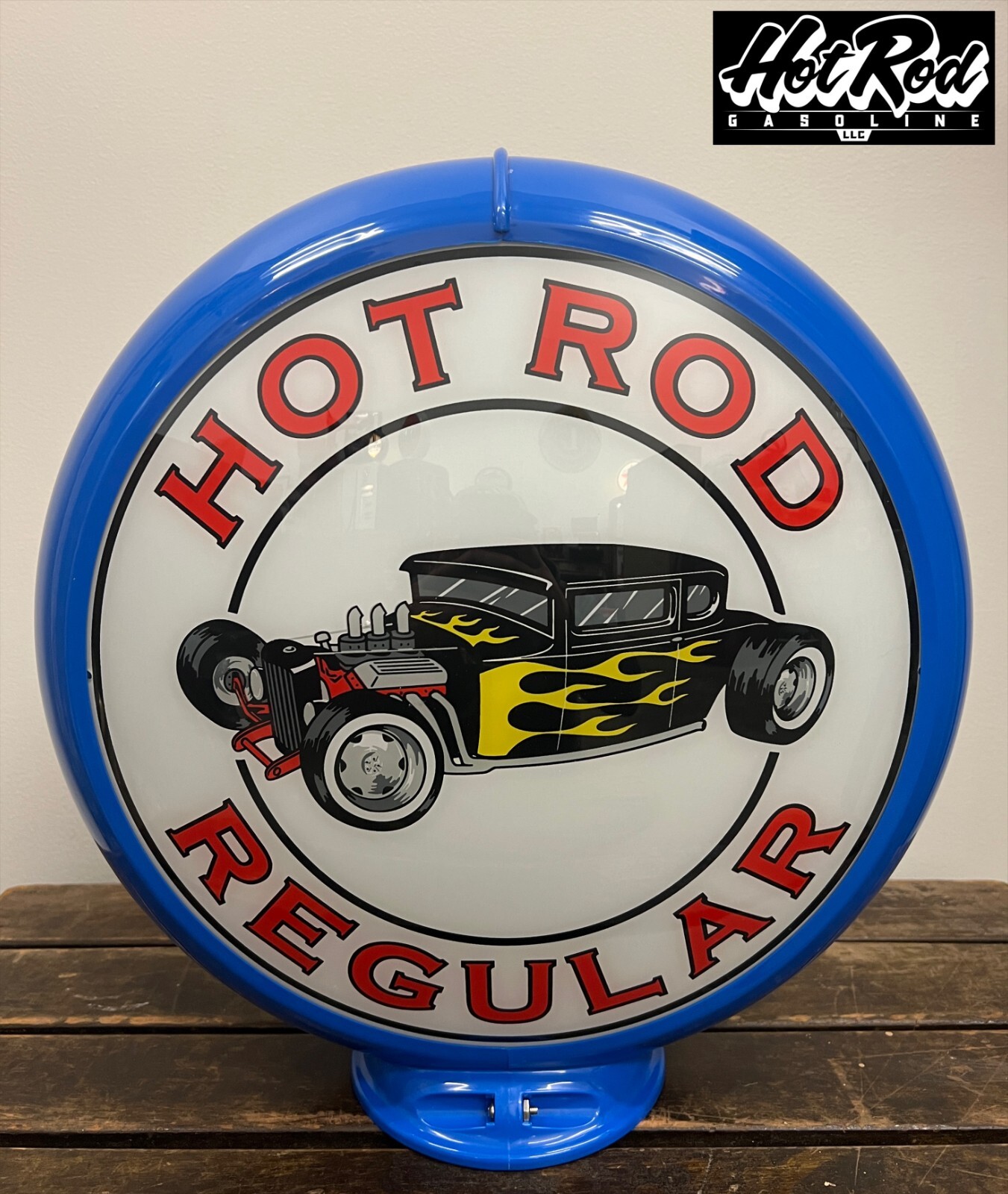 HOT ROD REGULAR Reproduction 13.5″ Gas Pump Globe – (Blue Body)