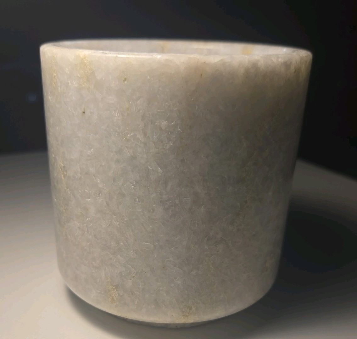 Solid Marble Holder Gorgeous White Speckled Granite, 4″ Tall, Blemish