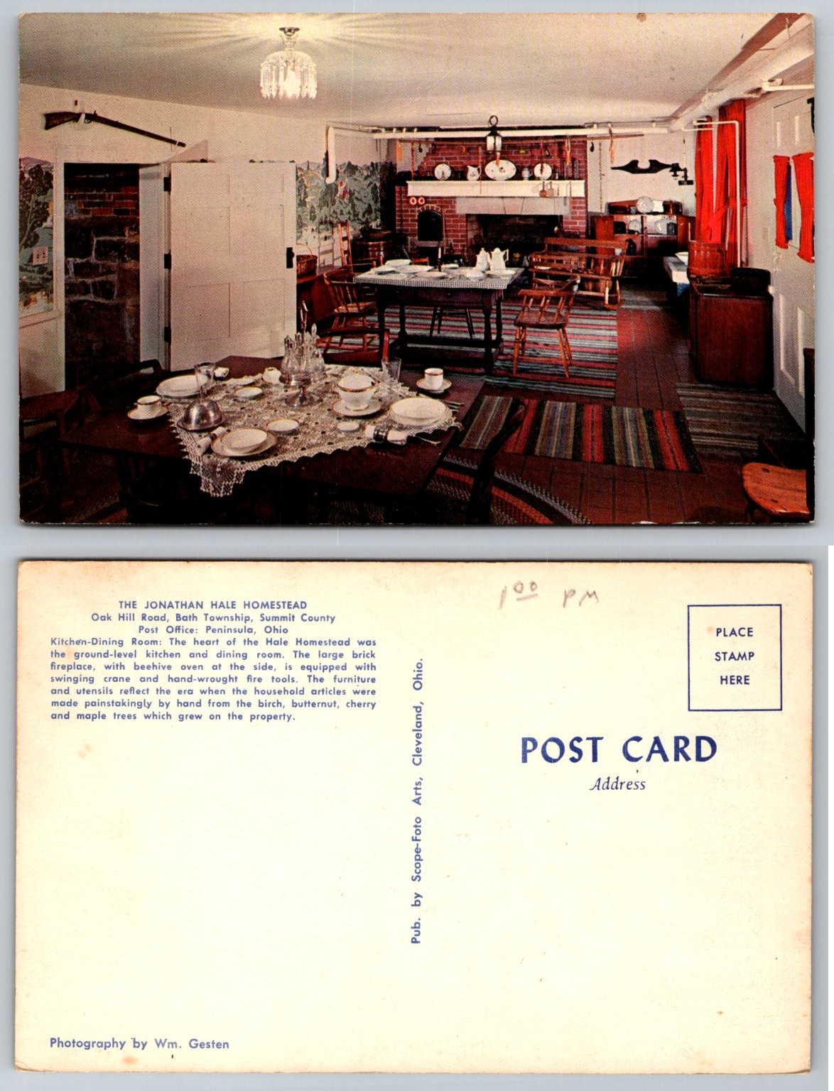 Jonathan Hale Homestead OH Kitchen Dining Room Vintage Postcard