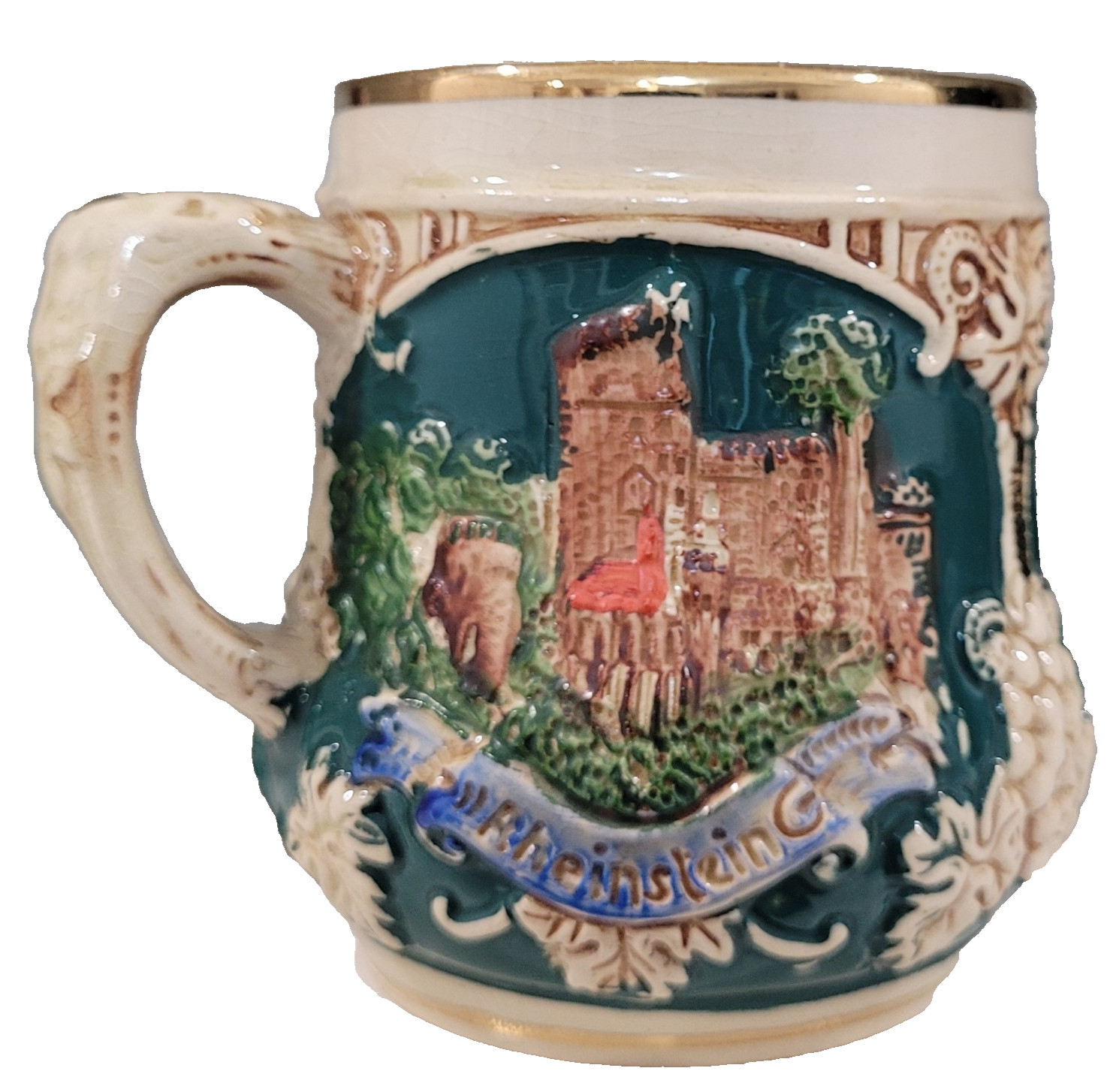 Vintage Mug Ehrenfels Pfalz Rheinstein Castles Embossed Made In Germany Marked W
