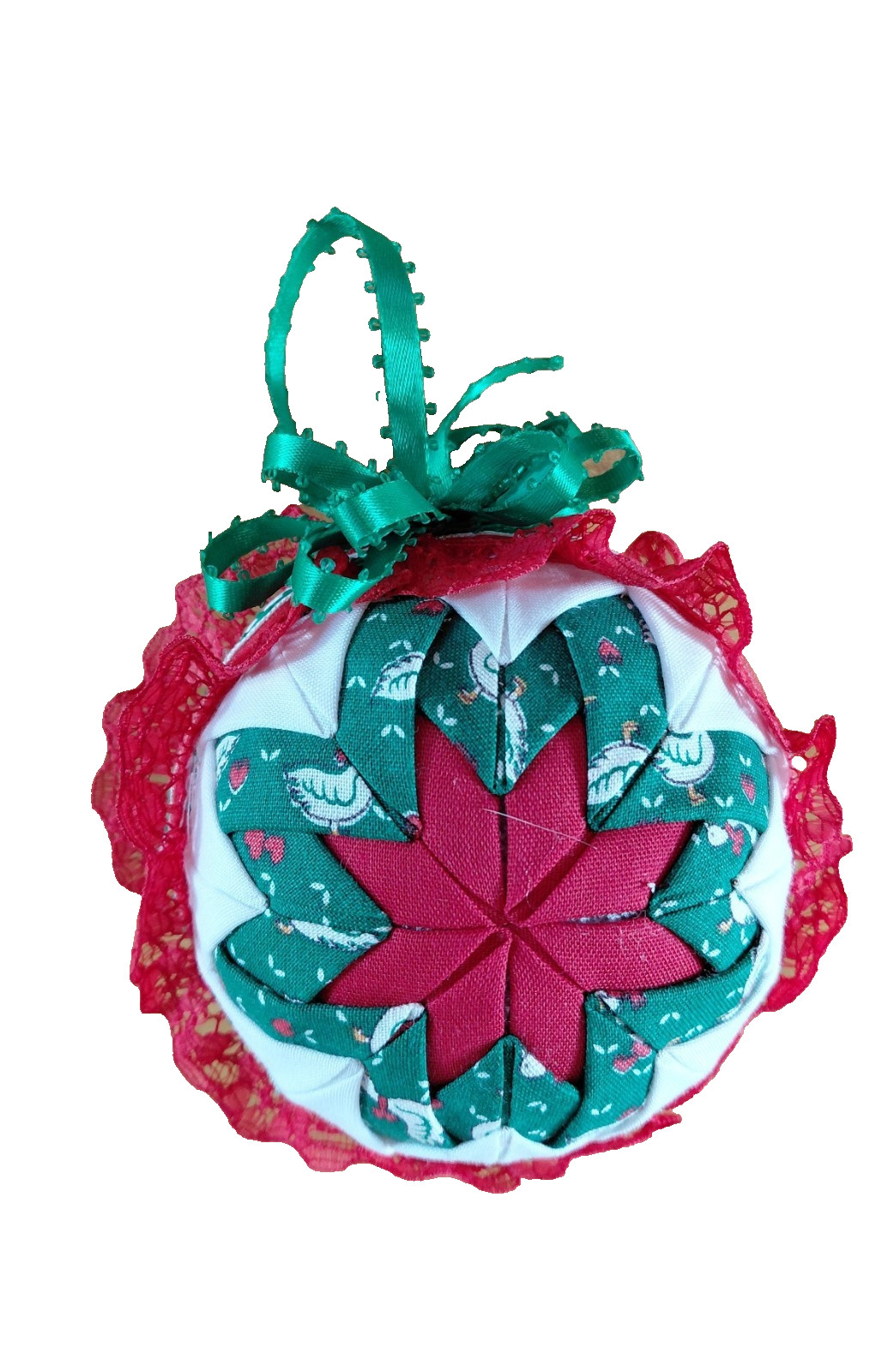 Quilted Patch Christmas Ball. Handmade. Folded Star.