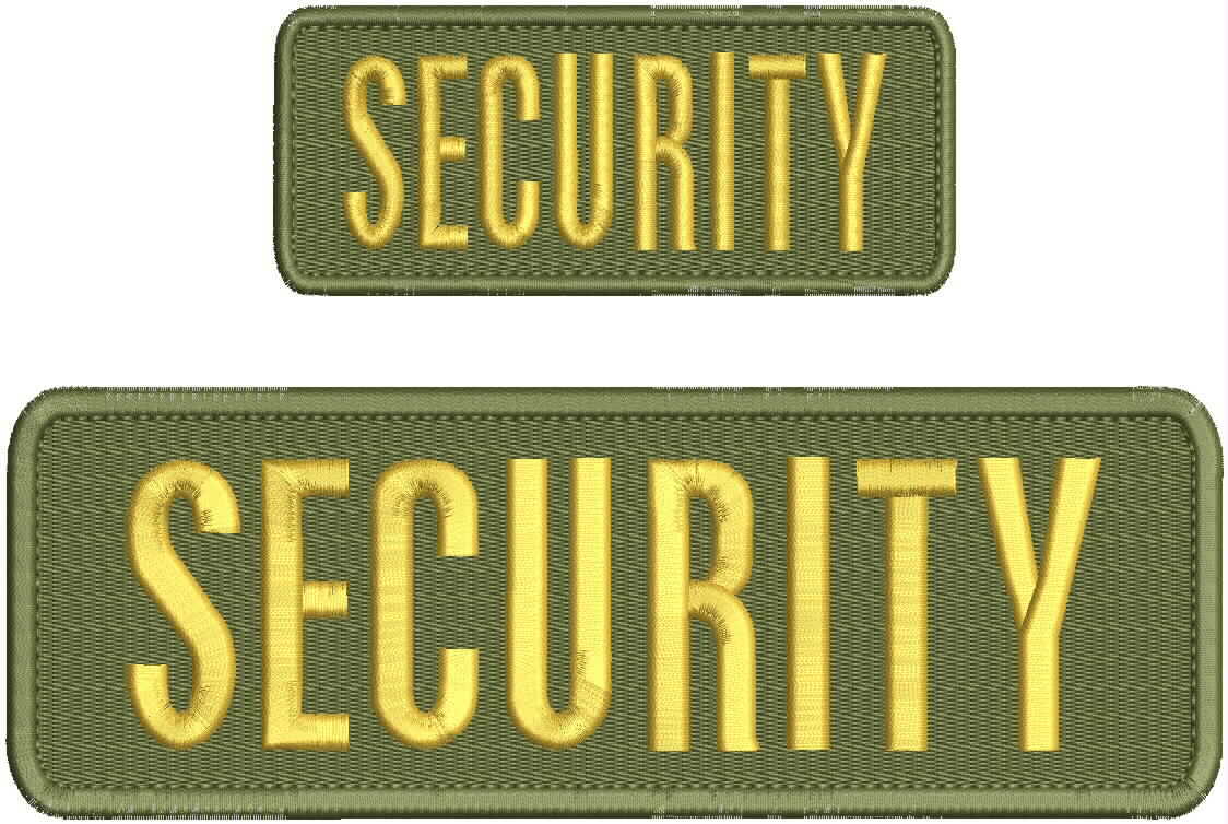 “Security” embroidery patch 3×9 and 2×5 inches hook OD green gold