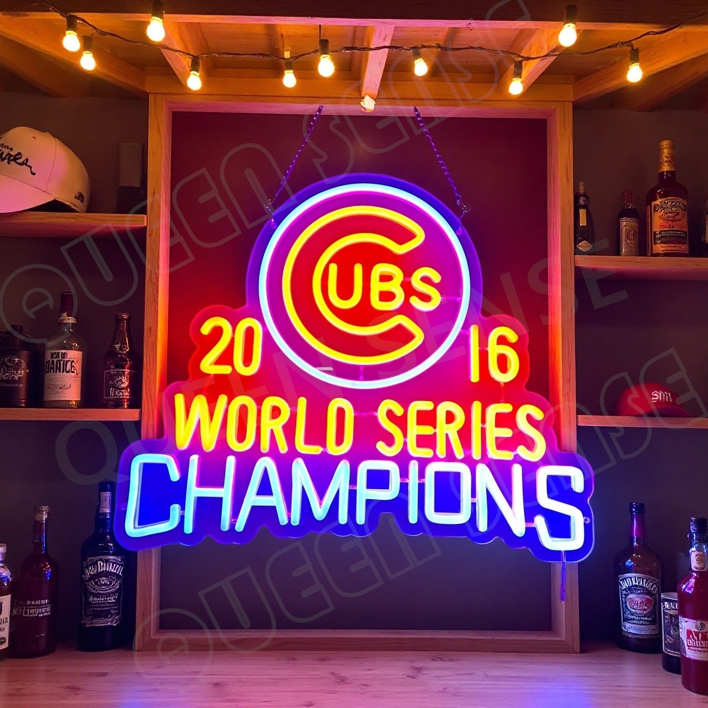 16″ Chicago Cubs 2016 World Series Champs LED Neon Sign Dimmer USB Powered VL