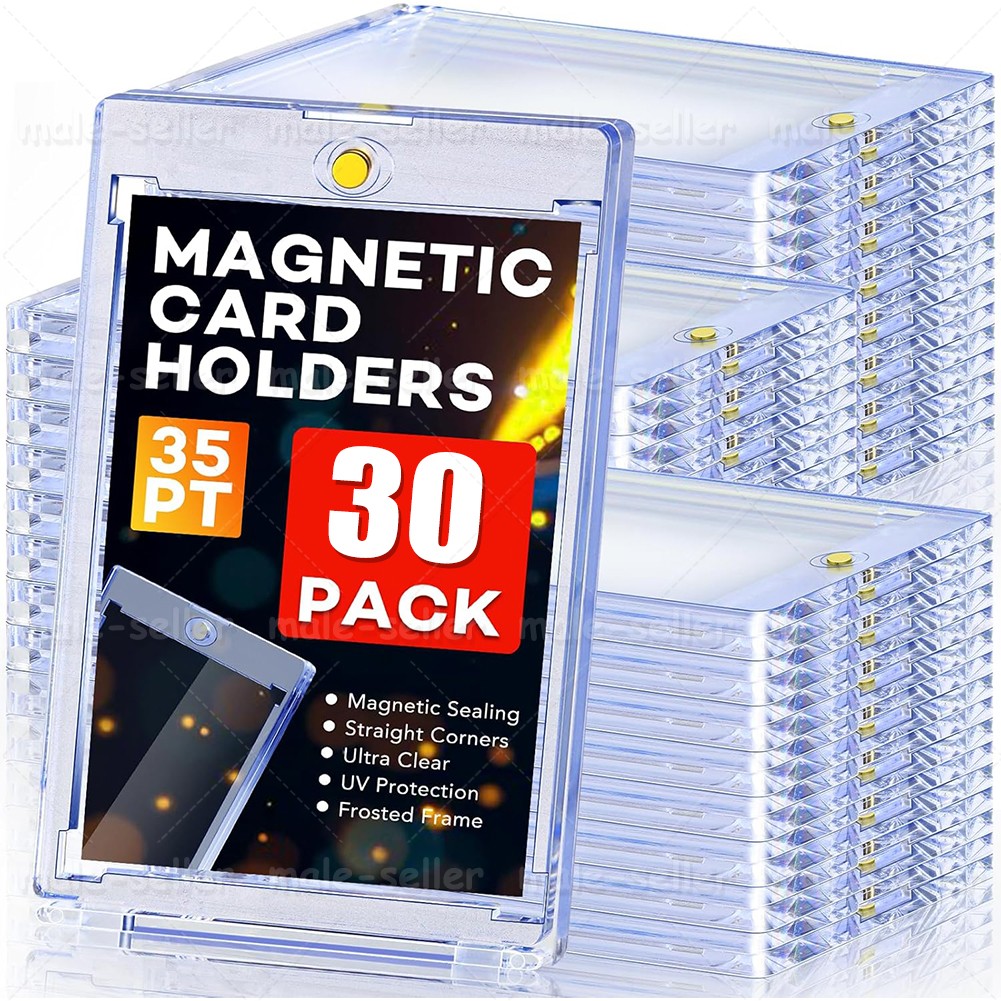 30Pcs Magnetic Card Holders for Trading Cards 35PT Clear Hard Cards Sleeves Case