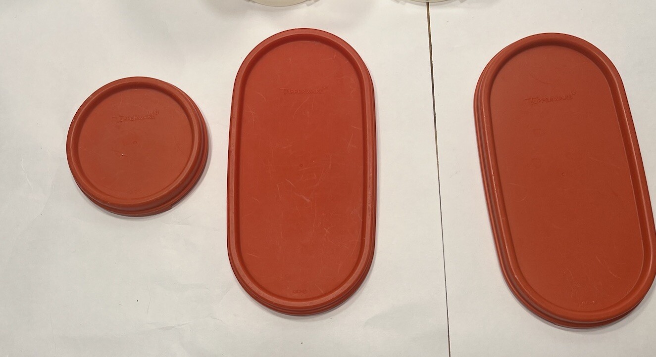 Tupperware Modular Mates Oval #1 & #2 And Round #5 W/Red Lids