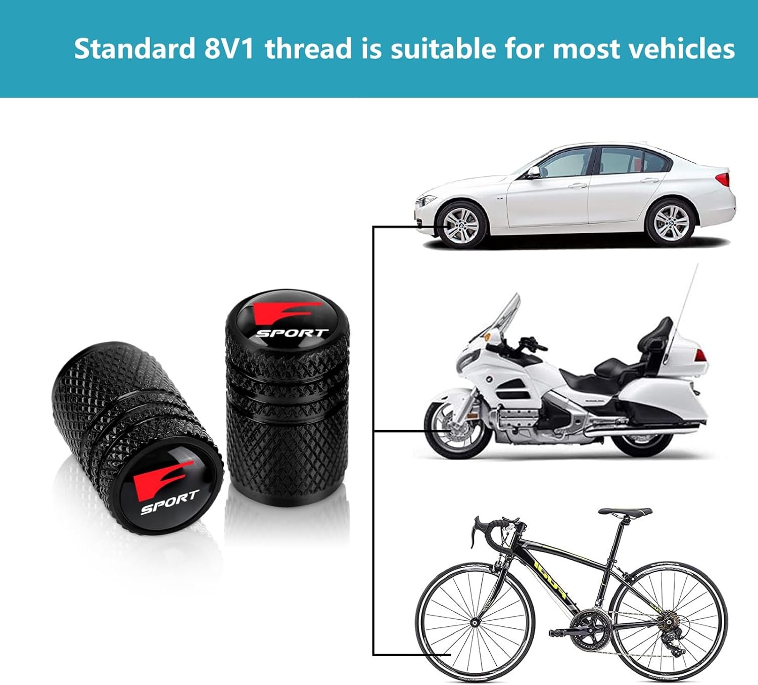 4pcs Tire Valve Stem Caps, Compatible with Lexus f Sport Series Stem Cap Univers