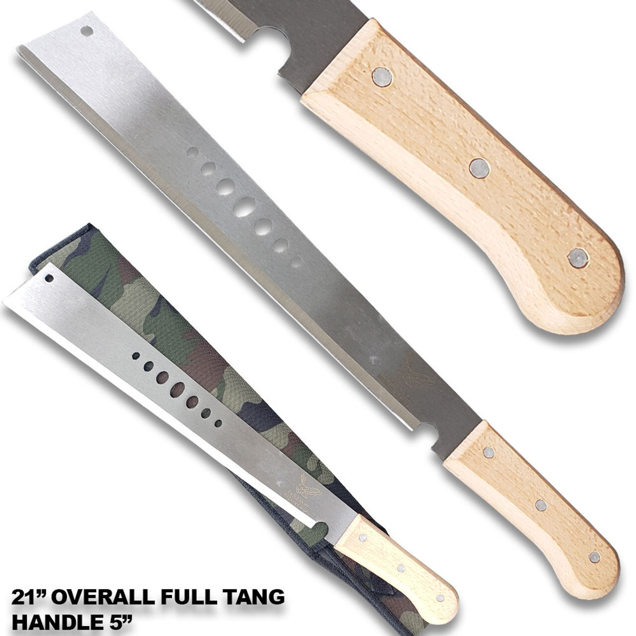 21″ High Carbon Steel Blade Machete w/Wood Handle