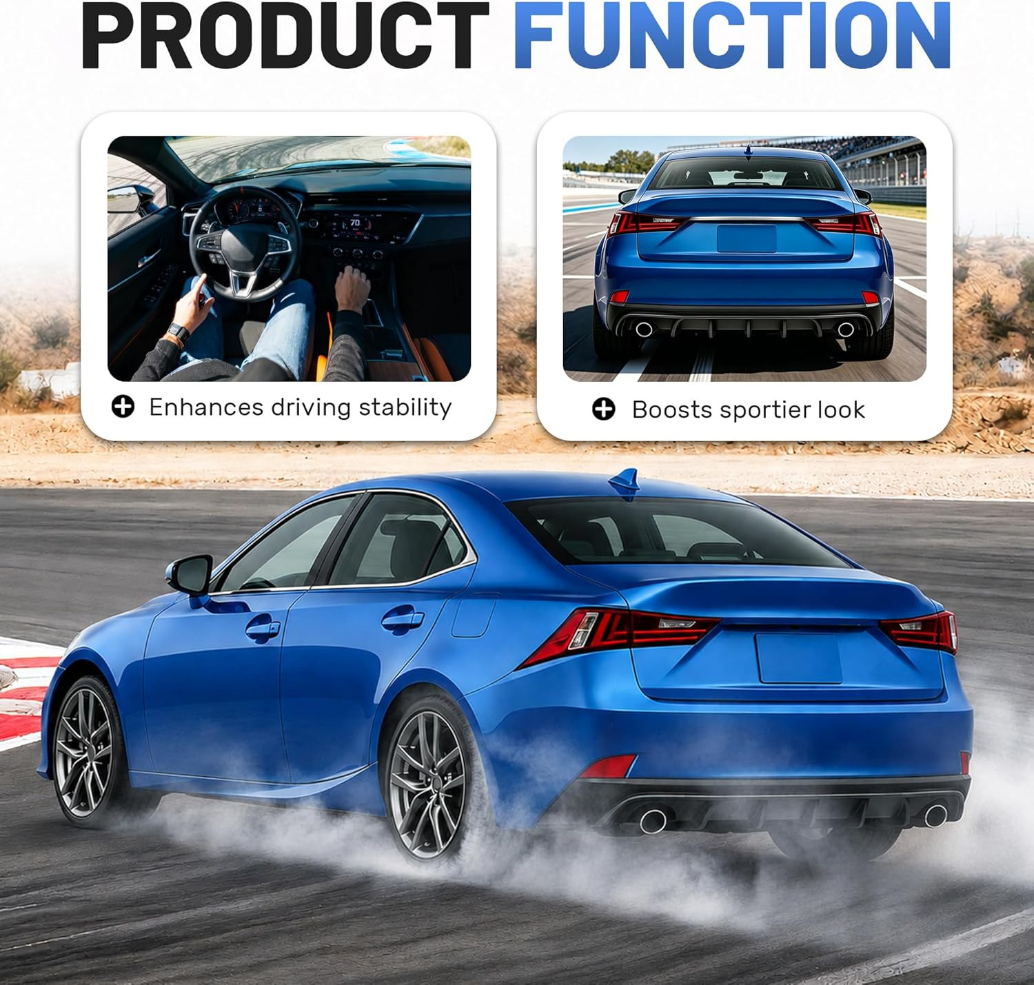 Rear Bumper Diffuser Compatible with 2014-2016 Lexus IS250 IS350 IS200T 4-Door O