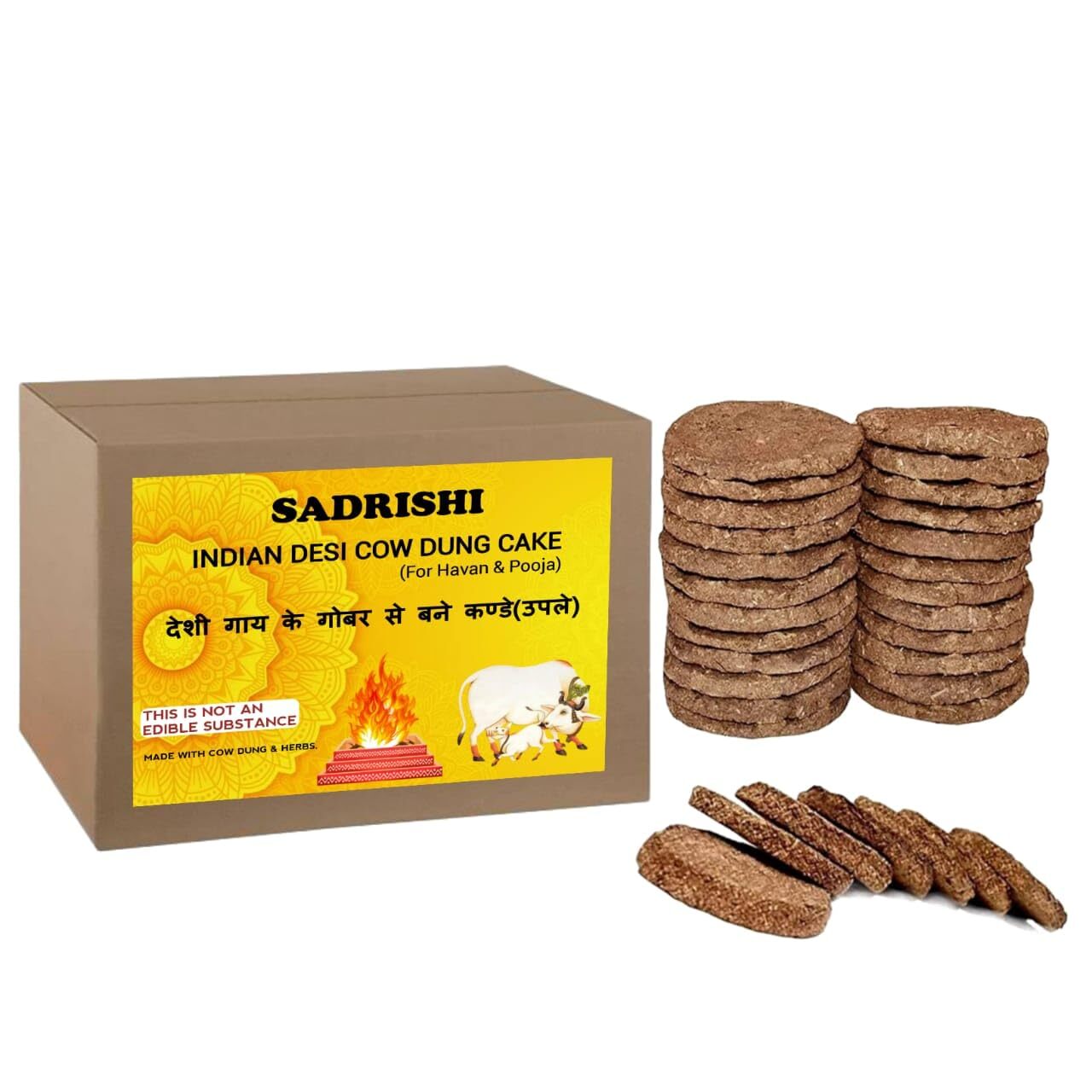 100% pure indian cow dung Cakes ( Brown ) Pack Of 400g FREE SHIPPING