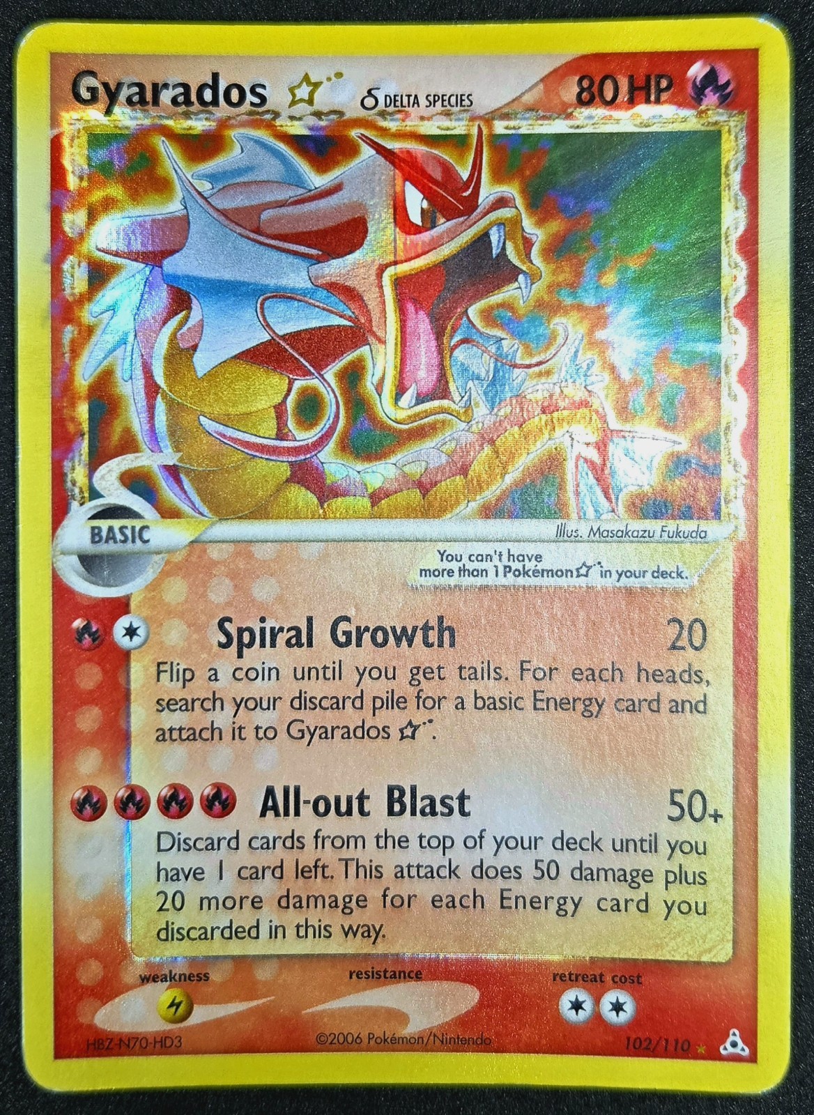 Gyarados Gold Star (Delta Species) 102/110 Holon Phantoms Holo👌👌👌