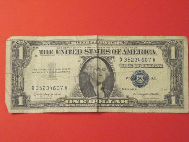 1957 B Blue Seal $1 Note – Circulated (X 35234607 A)
