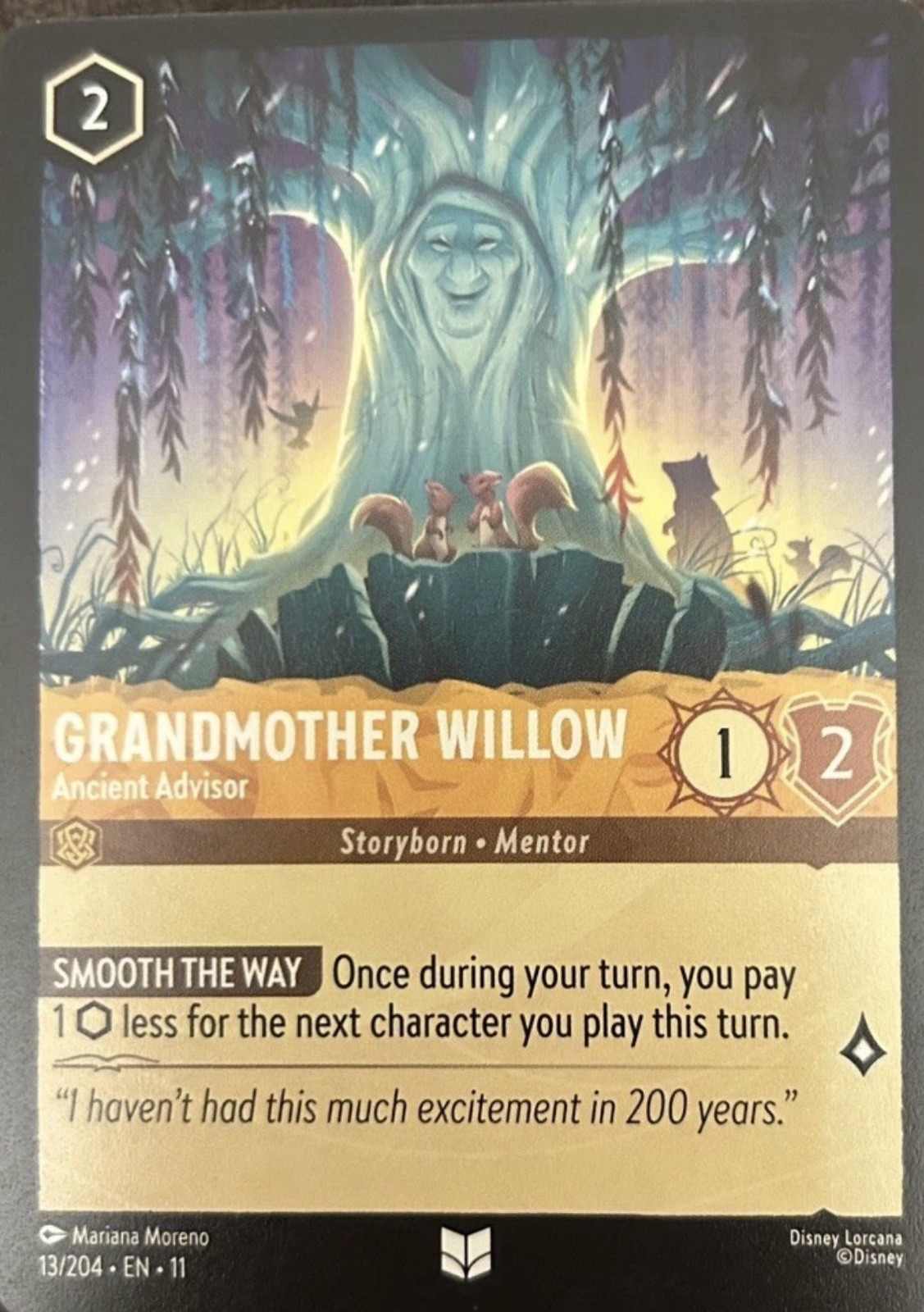 Disney Lorcana grandmother Willow Regular Non Foil Card Fresh From Pack Unplayed