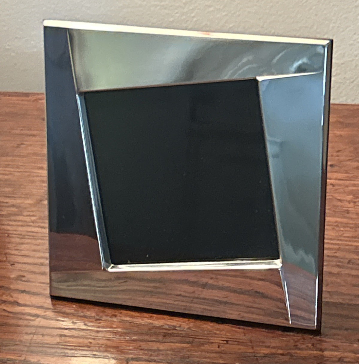 Christofle TWIST Silver Plated Asymmetrical Square Photo Frame Italy w/Box